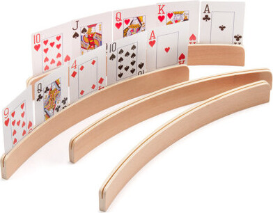 GSE Games & Sports Expert Wooden Playing Card Holders For Kids, Adults And Seniors. Wood Playing Card Tray Racks For Bridge Canasta Uno Card Playing…