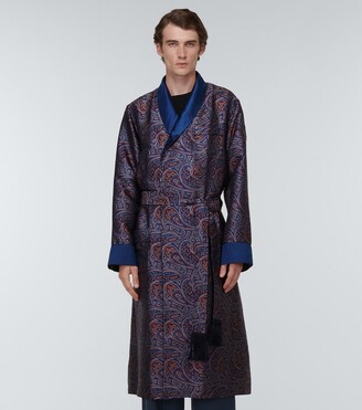 Derek Rose Paisley jacquard silk robe