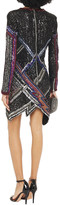 Thumbnail for your product : Balmain Asymmetric Embellished Crepe Mini Dress