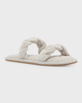 Barefoot Dreams Braided-Strap Terry Slippers