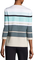 Thumbnail for your product : Misook 3/4-Sleeve Striped Textured Open Jacket, Multi