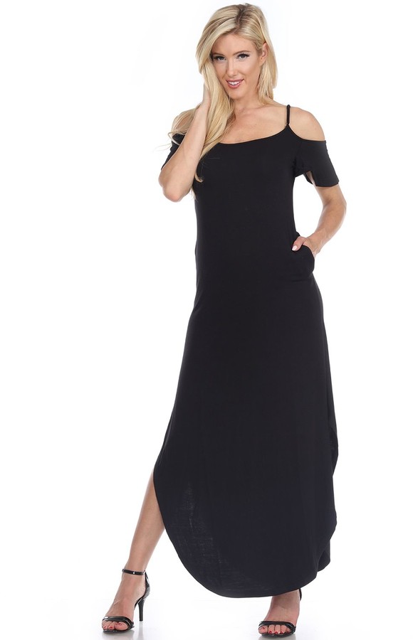 black cold shoulder maxi dress
