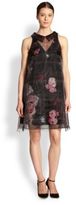 Thumbnail for your product : HONOR Organza-Overlay Rose Print Dress