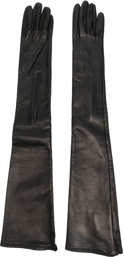 Panelled leather gloves Farfetch Damen Accessoires Handschuhe 