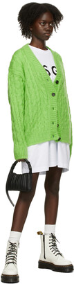 MSGM Green Cable Knit Cardigan
