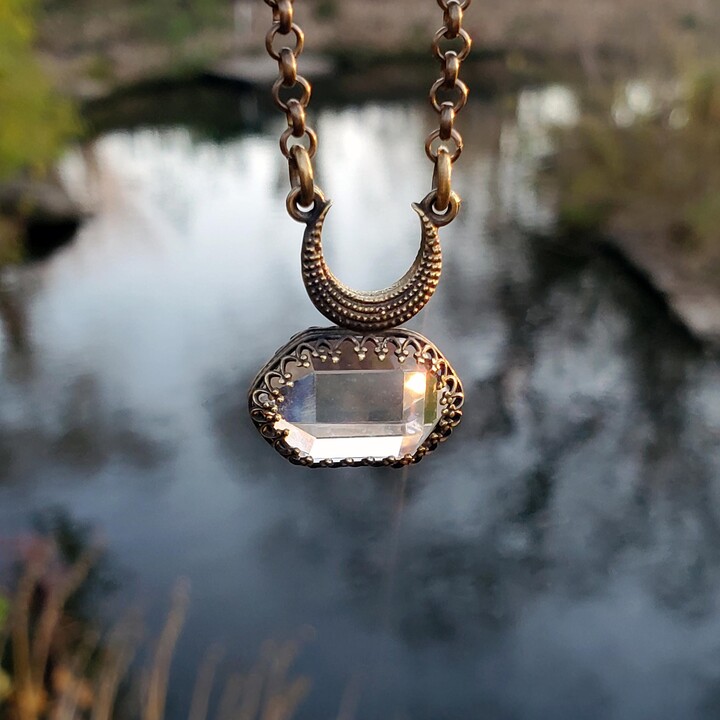 Etsy Moonchild Pendant Herkimer Diamond Pendant - Gold Layering Necklace