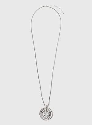 Evans Silver Hammered Circle Necklace