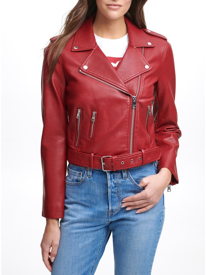 faux red jacket