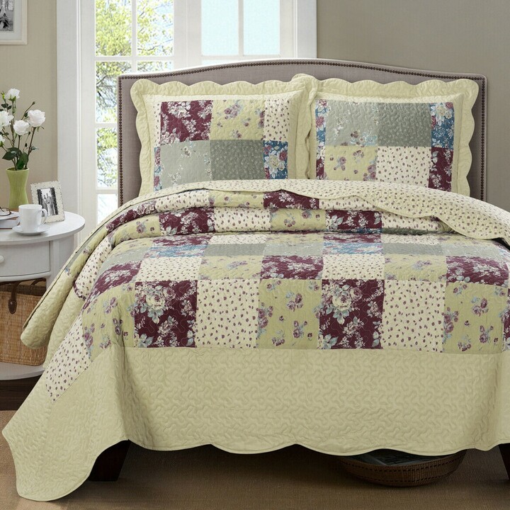 Bonnie Floral Printed Quilted Coverlets 2-3 Piece Oversized Coverlet Sets 