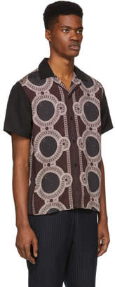 Saturdays NYC Black and Burgundy Mosaic Canty Short Sleeve Shirt