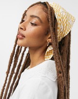 Thumbnail for your product : ASOS DESIGN bandana headscarf in gingham daisy print in mustard