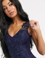 Thumbnail for your product : Lipsy applique bodycon mini dress in navy