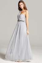 Thumbnail for your product : Little Mistress Grey One Shoulder Embellished Maxi Dress