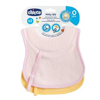 Chicco 00016300200000 Cotton Bibs + Dummy Clip Set of 2, Blue/Yellow