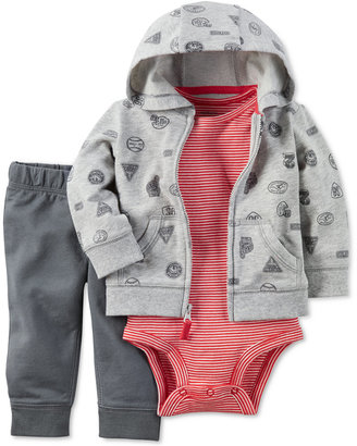 Carter's 3-Pc. Sports-Print Hoodie, Bodysuit & Pants Set, Baby Boys (0-24 months)