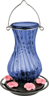 Alcott Hill Nature's Way Nature's Way Perfect Pitcher Antique Glass Gravity Hummingbird Feeder 32 oz, Blue