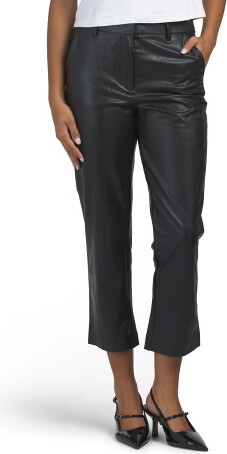 TJMAXX Faux Leather Trousers For Women, Nylon/Leather/Viscose