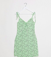 Thumbnail for your product : Noisy May Tall swing dress with tie cami straps in green spot print