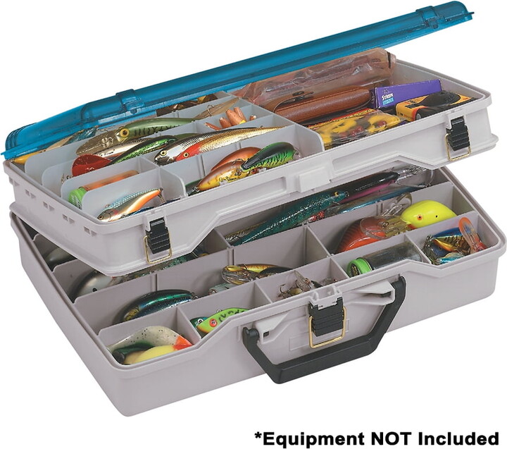 Plano Two Tier Satchel Tackle Box, Aqua Blue/Sandstone, 16.88”L x 12”W x 5”H.