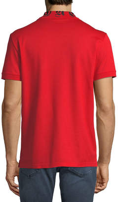 Men's Short-Sleeve Cotton Polo Shirt w/ Signature on Collar