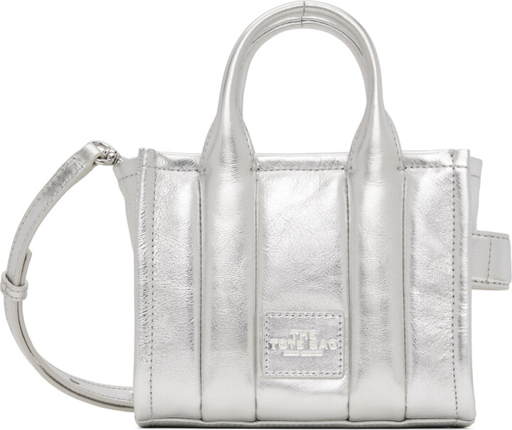Marc Jacobs Silver 'The Shiny Crinkle Leather Mini Tote Bag' Tote -  ShopStyle