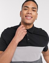 Thumbnail for your product : ASOS DESIGN organic polo shirt with colour block in black