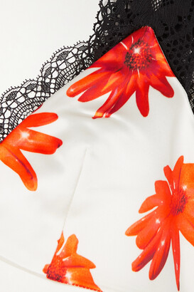 Meryll Rogge Lace-trimmed Floral-print Satin Camisole - Orange