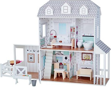 Teamson Kids Olivia's World Dreamland Farm House 12" Doll House, Gray