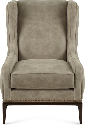 Ambella Idris Tufted-Back Leather Wing Chair