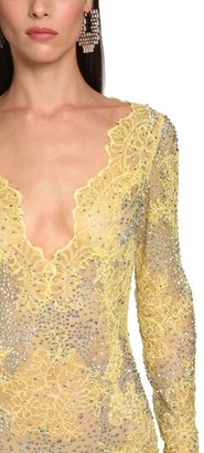 Ermanno Scervino Embellished Sheer Lace Long Dress