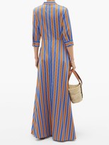 Thumbnail for your product : Evi Grintela El Bahia Striped Cotton-poplin Maxi Shirt Dress - Orange Multi