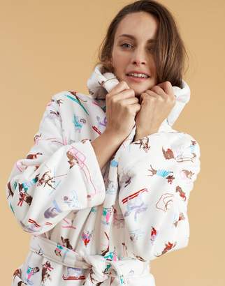 Joules Clothing Cream Skii Dog Idlewhile Fleeceined Dressing Gown