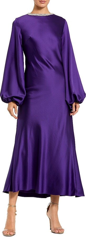 Women's Ieena Bias-Cut Satin Midi-Dress - Royal Purple - Size 4