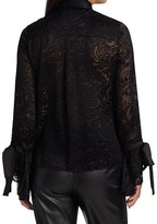 Thumbnail for your product : Alice + Olivia Willa Tie-Cuff Lace Blouse