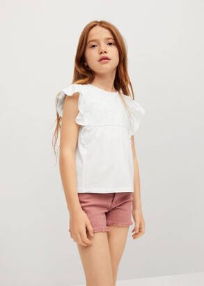 MANGO Broderie anglaise panel t-shirt