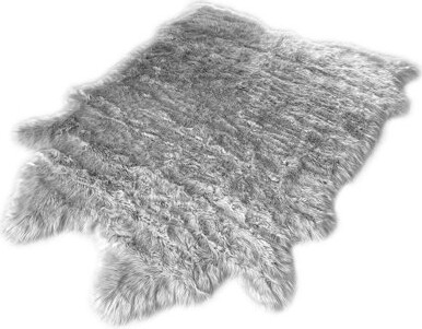 Spectrum Rugs Faux Bison Skin Fur Shag Area Rug in Grey