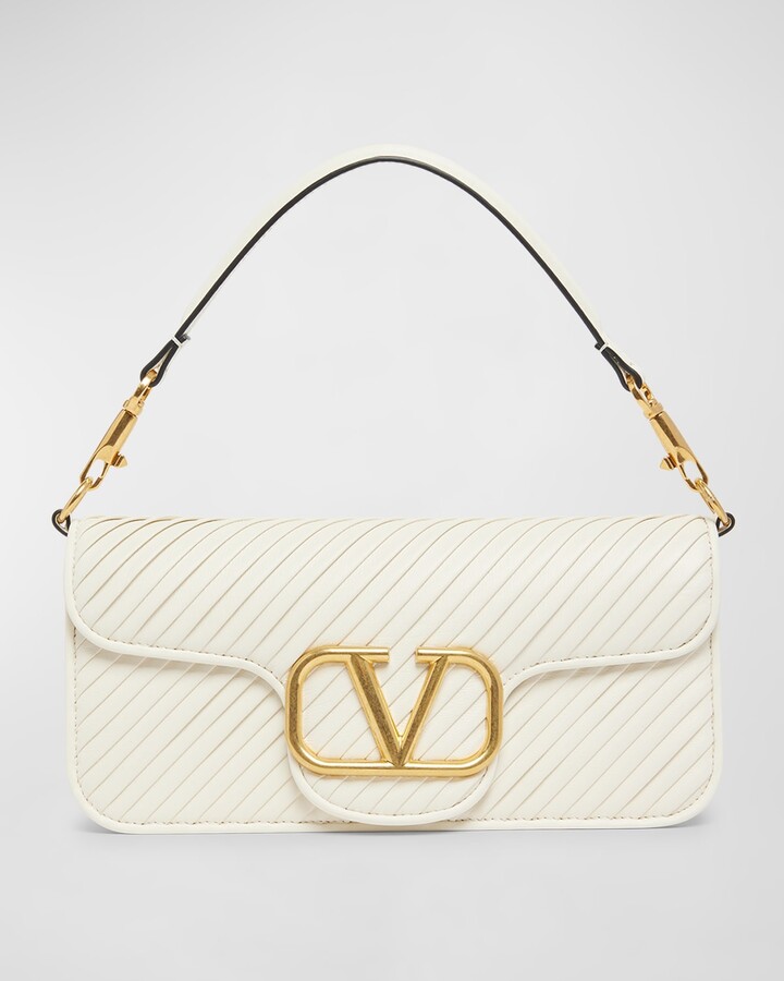 VLOGO Plisse Leather Chain Shoulder Bag