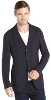 Thumbnail for your product : Giorgio Armani navy lino blend woven windowpane 'Upton' 4 button jacket