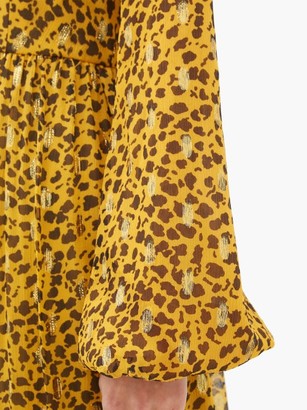 Saloni Camille B Leopard-camo Print Silk-blend Dress - Leopard