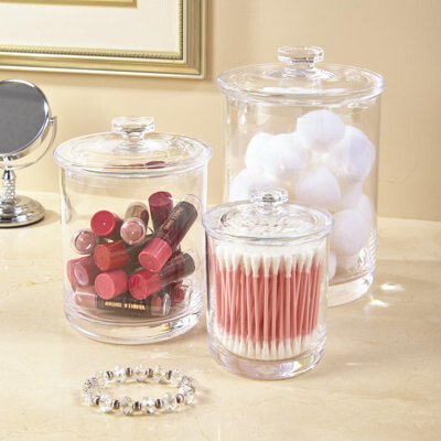Rebrilliant Premium Quality Cotton Swab And Cotton Ball Holders,15-Oz, 30-Oz, And 60-Oz Clear Plastic Apothecary Jars With Lids,Perfect Containers For Bathroom An