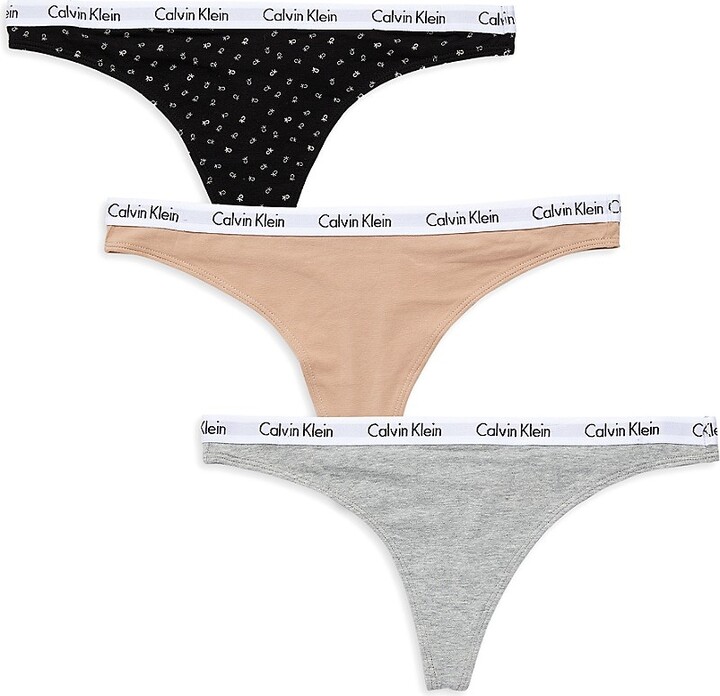 Calvin Klein Logo Assorted Thongs - Pack of 3 - ShopStyle