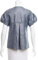Thumbnail for your product : Lela Rose Metallic Short Sleeve Jacket