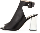 Thumbnail for your product : Prada Leather Bicolor Open-Toe Ankle-Wrap Bootie