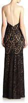 Thumbnail for your product : Carmen Marc Valvo Illusion-Back Lace Gown