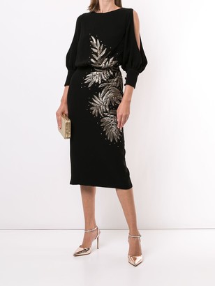 Saiid Kobeisy Open-Shoulder Embroidered Dress