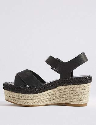 Marks and Spencer Leather Wedge Heel Cross Front Espadrilles