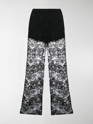 white lace flare trousers