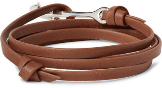 Miansai Anchor Leather Silver-Plated Wrap Bracelet