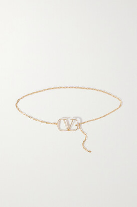 V Logo Embellished Chain Belt in Multicoloured - Valentino