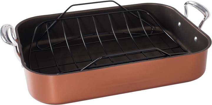 Copper Metallic Turkey Roaster with Rack